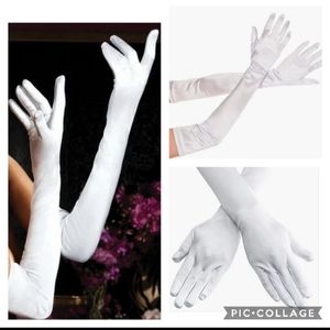 Dramatic women's long 19" white costume gloves